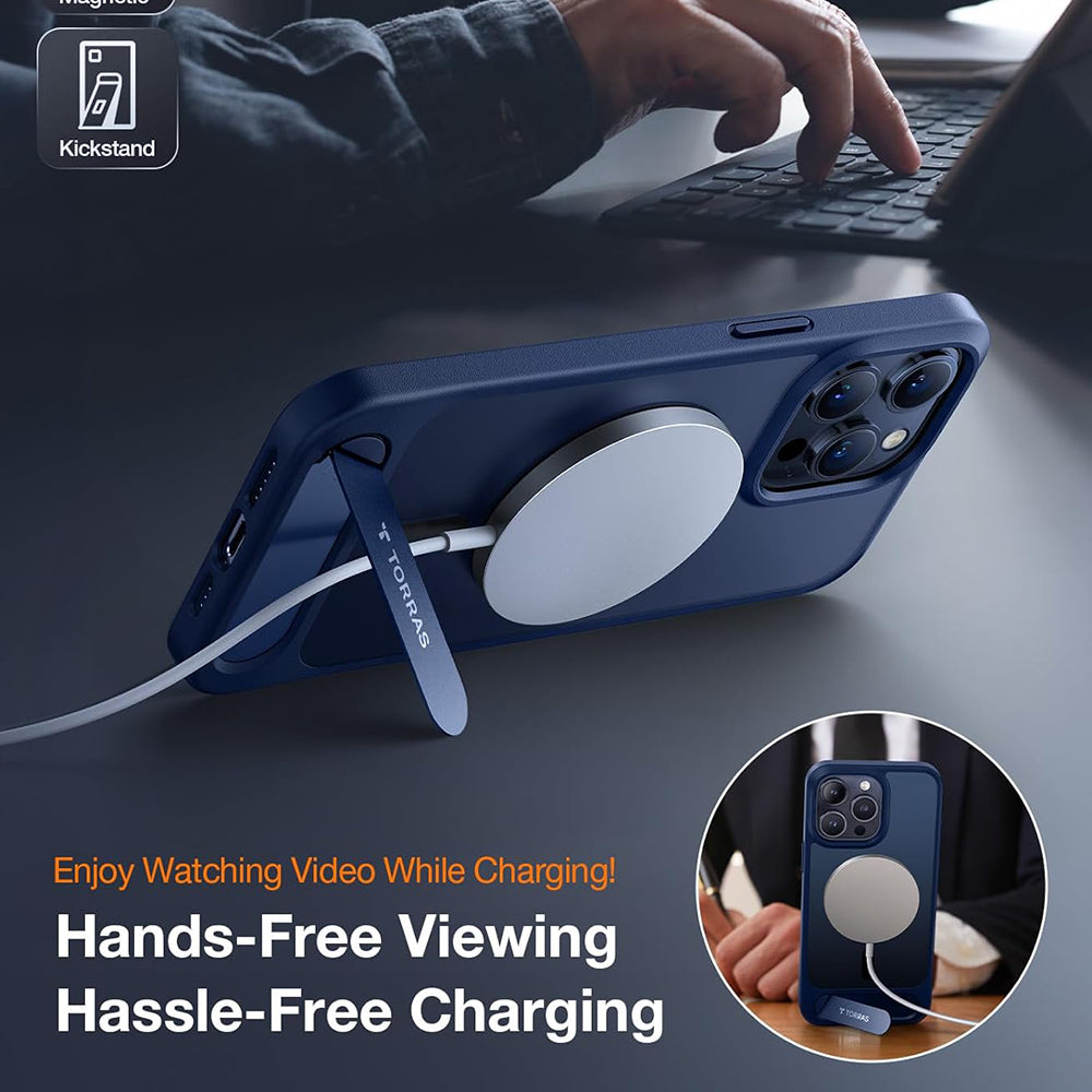 MagSafe hoes voor Apple iPhone 15 Pro Max, Torras, Pstand, Marineblauw