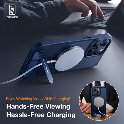 MagSafe hoes voor Apple iPhone 15 Pro Max, Torras, Pstand, Marineblauw