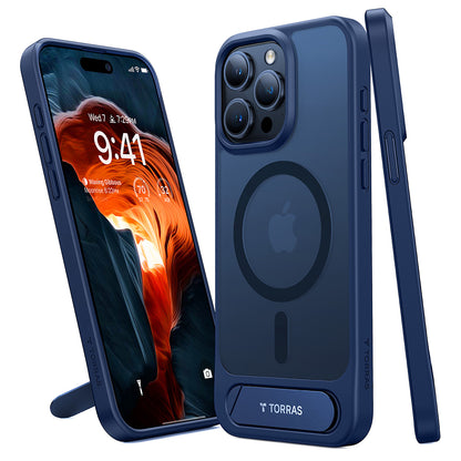 MagSafe hoes voor Apple iPhone 15 Pro Max, Torras, Pstand, Marineblauw