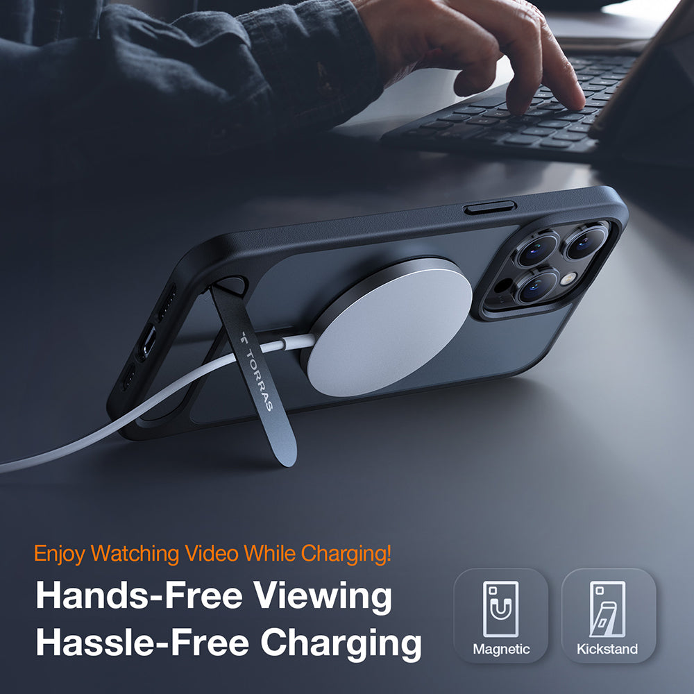 MagSafe hoes voor Apple iPhone 15 Pro Max, Torras, Pstand, Zwart