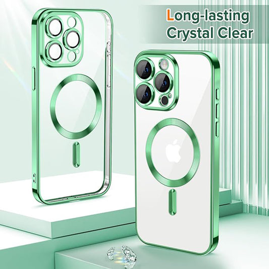 MagSafe-hoes voor Apple iPhone 15 Pro, Techsuit, Luxury Crystal, Lichtgroen