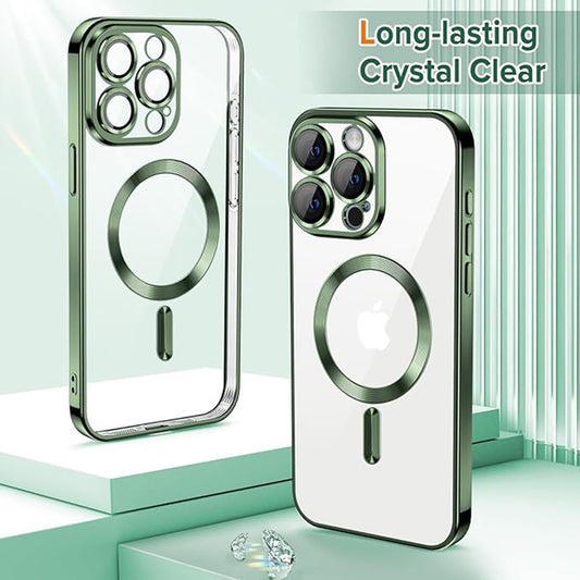 MagSafe-hoes voor Apple iPhone 15 Pro, Techsuit, Luxury Crystal, Donkergroen