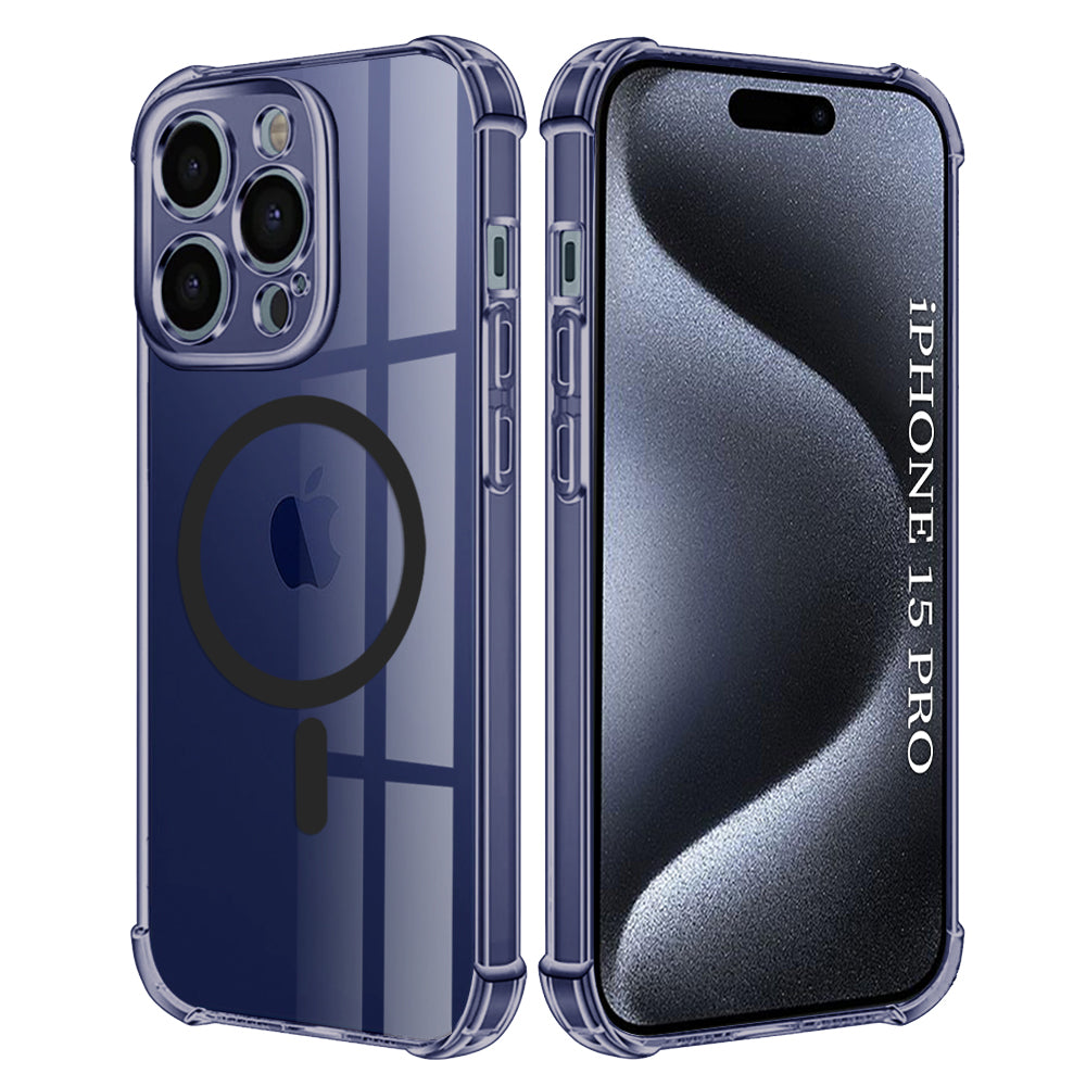 MagSafe-hoesje voor Apple iPhone 15 Pro, Techsuit, Schokbestendig Transparant, Rookgrijs