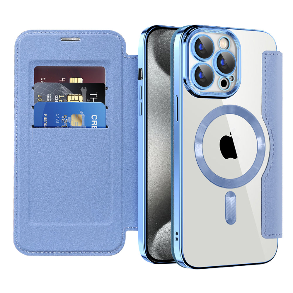 MagSafe-hoes voor Apple iPhone 15 Pro, Techsuit, SmartMag Book, Blauw