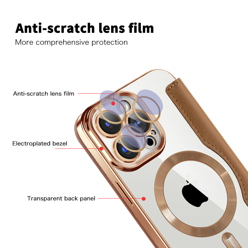 MagSafe-hoes voor Apple iPhone 15 Pro, Techsuit, SmartMag Book, Bruin