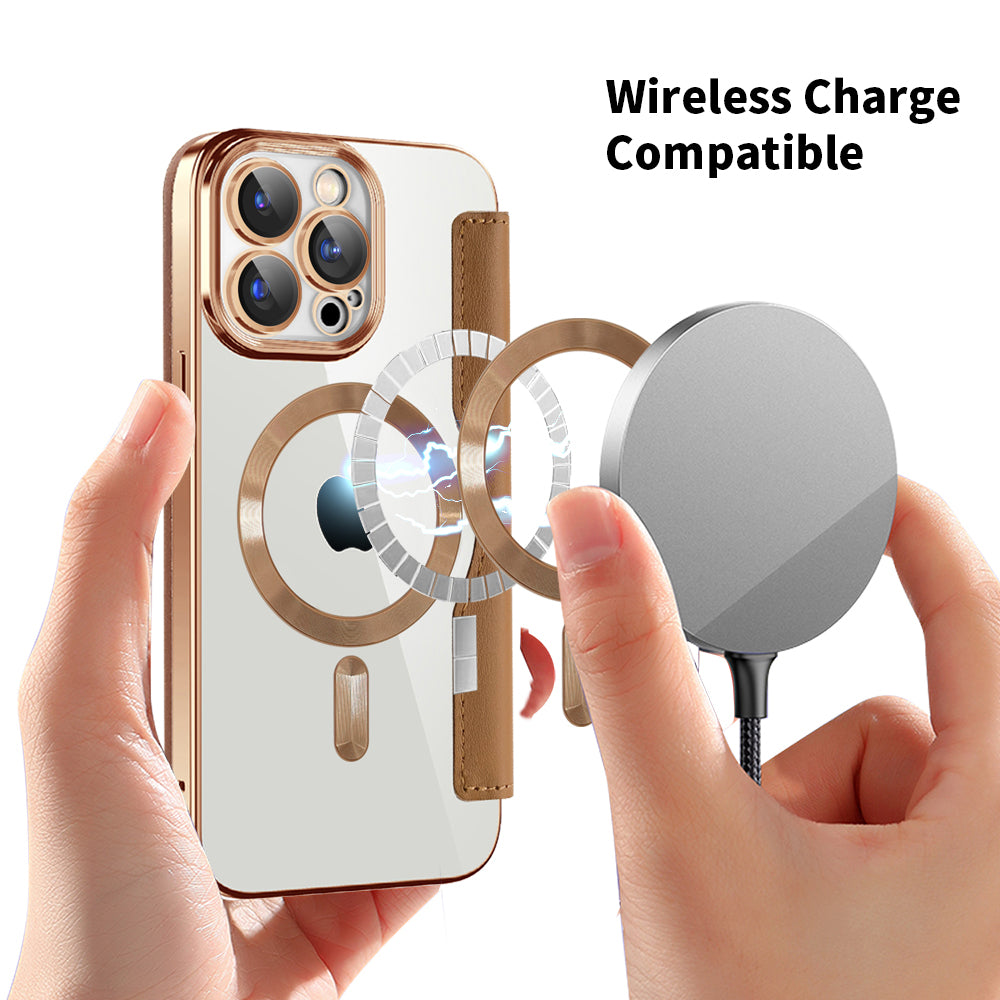 MagSafe-hoes voor Apple iPhone 15 Pro, Techsuit, SmartMag Book, Bruin