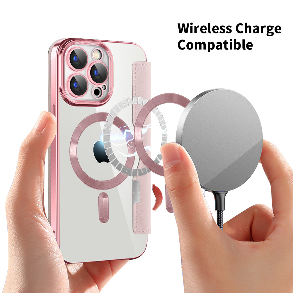 MagSafe-hoes voor Apple iPhone 15 Pro, Techsuit, SmartMag Book, Roze