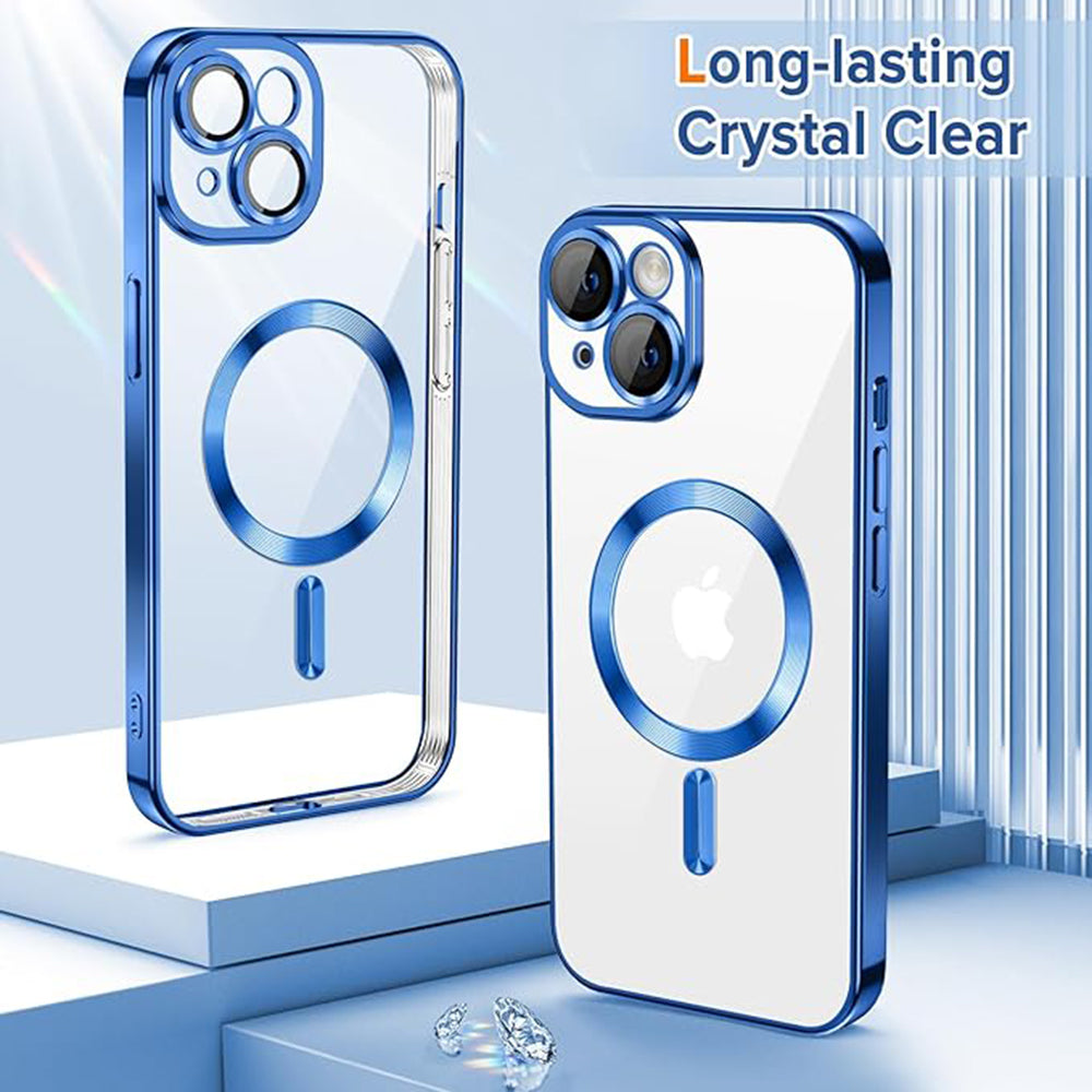 MagSafe-hoes voor Apple iPhone 15, Techsuit, Luxury Crystal, Donkerblauw
