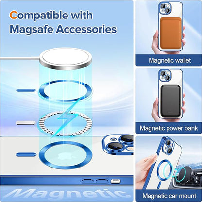 MagSafe-hoes voor Apple iPhone 15, Techsuit, Luxury Crystal, Donkerblauw