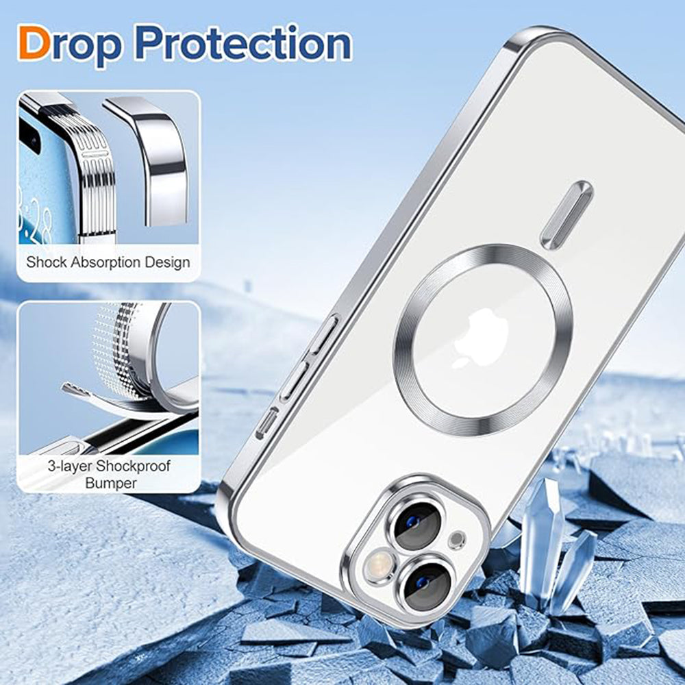 MagSafe-hoes voor Apple iPhone 15, Techsuit, Luxury Crystal, Zilver