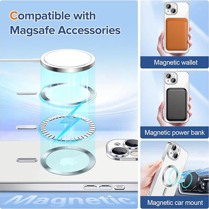 MagSafe-hoes voor Apple iPhone 15, Techsuit, Luxury Crystal, Zilver
