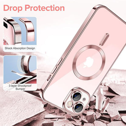 MagSafe-hoes voor Apple iPhone 15, Techsuit, Luxury Crystal, Roze