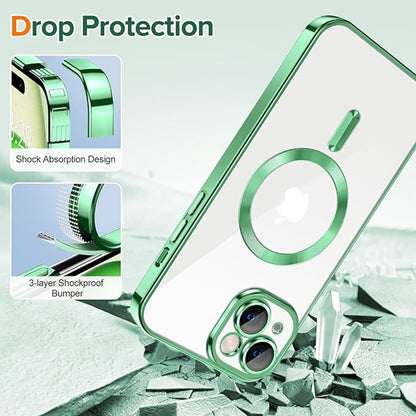 MagSafe-hoes voor Apple iPhone 15, Techsuit, Luxury Crystal, Lichtgroen