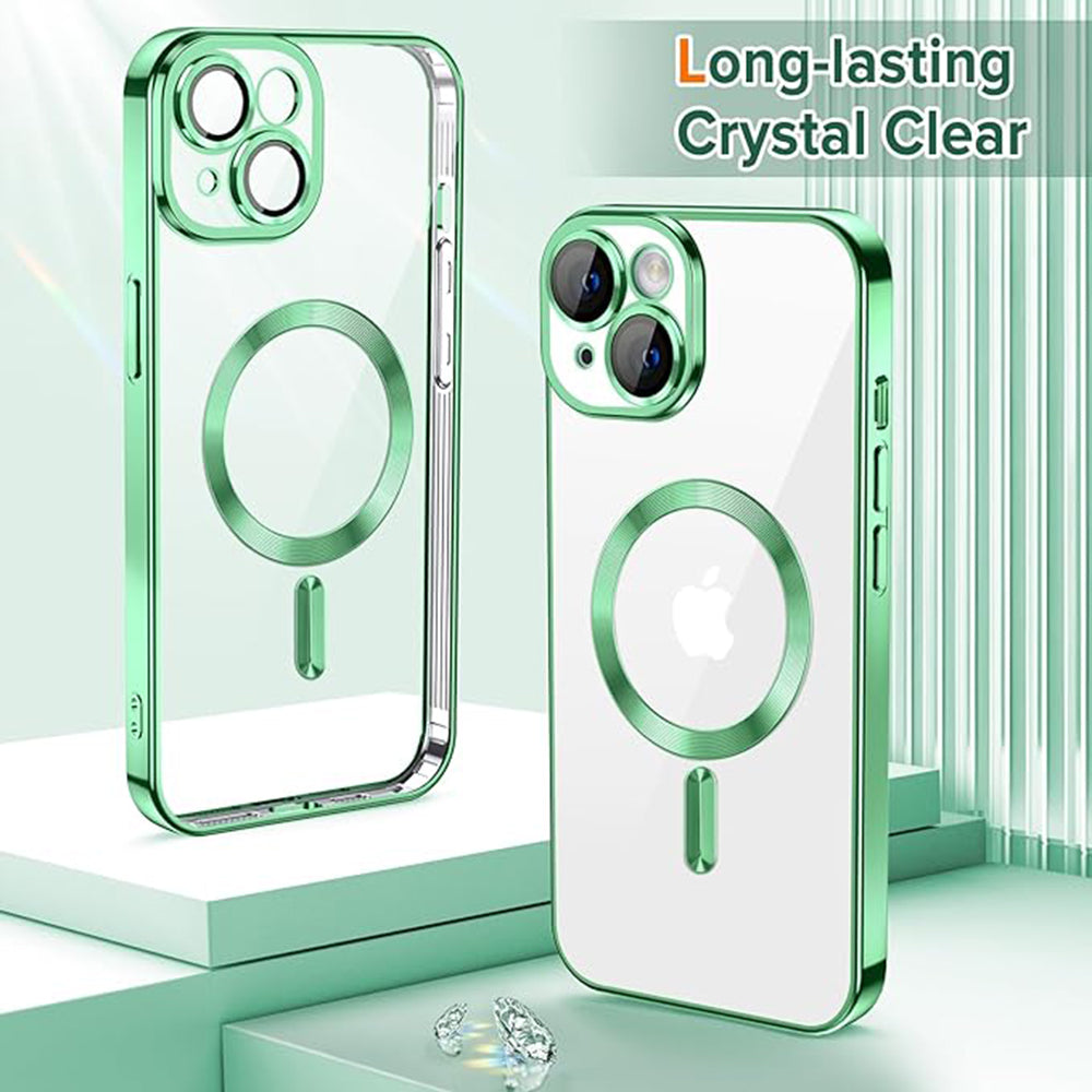 MagSafe-hoes voor Apple iPhone 15, Techsuit, Luxury Crystal, Lichtgroen