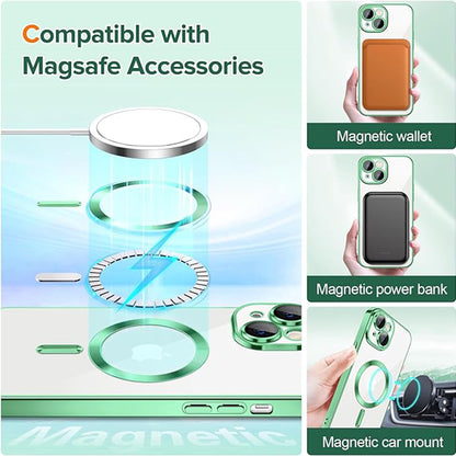 MagSafe-hoes voor Apple iPhone 15, Techsuit, Luxury Crystal, Lichtgroen