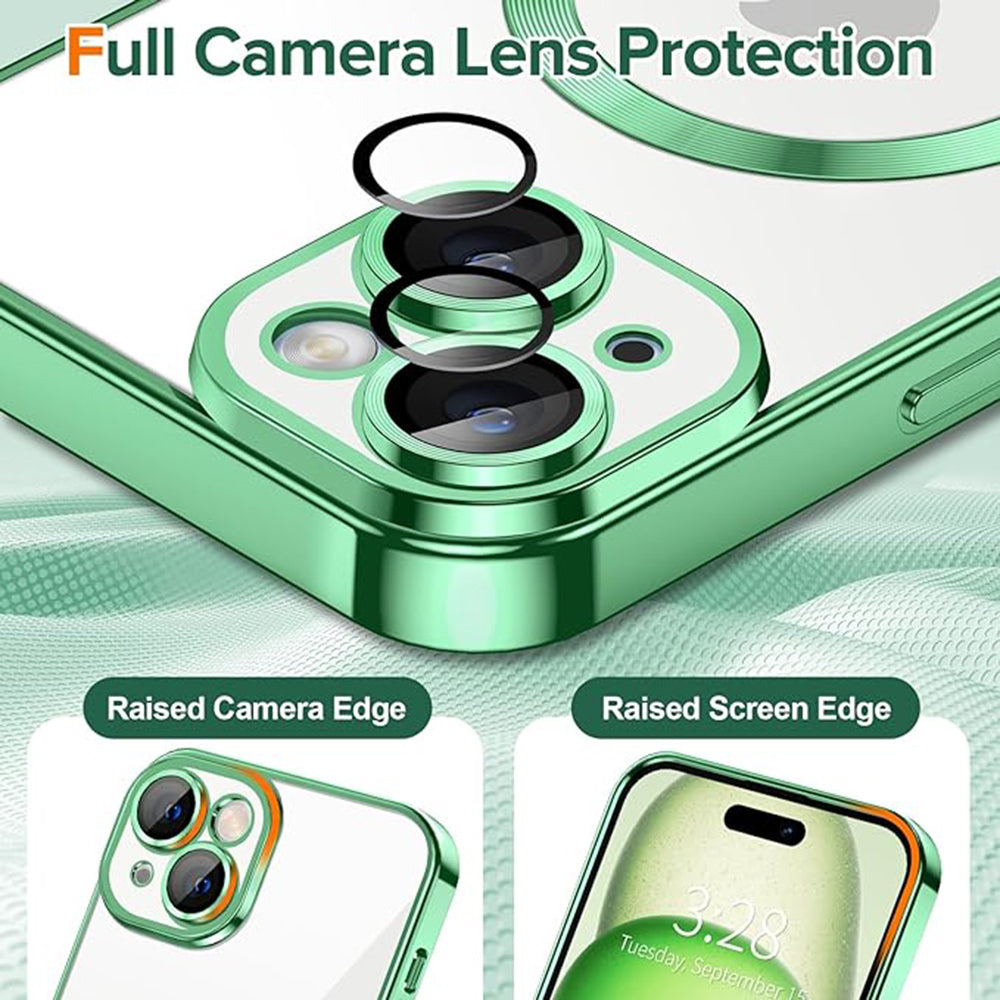 MagSafe-hoes voor Apple iPhone 15, Techsuit, Luxury Crystal, Lichtgroen