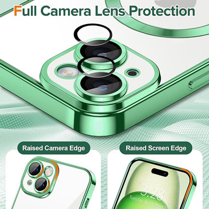 MagSafe-hoes voor Apple iPhone 15, Techsuit, Luxury Crystal, Lichtgroen