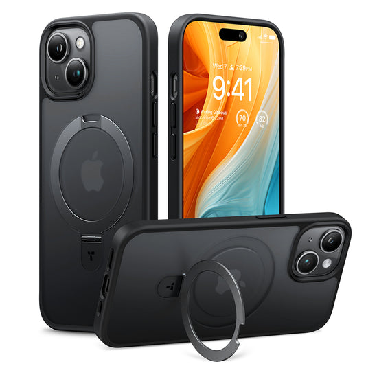 MagSafe hoes voor Apple iPhone 15, Torras, Ostand, Zwart