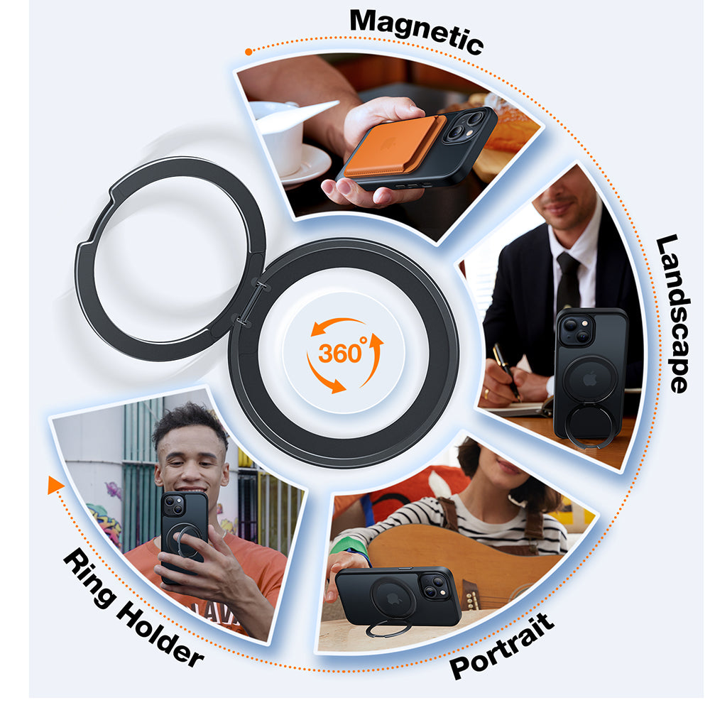 MagSafe hoes voor Apple iPhone 15, Torras, Ostand Pro, Zwart