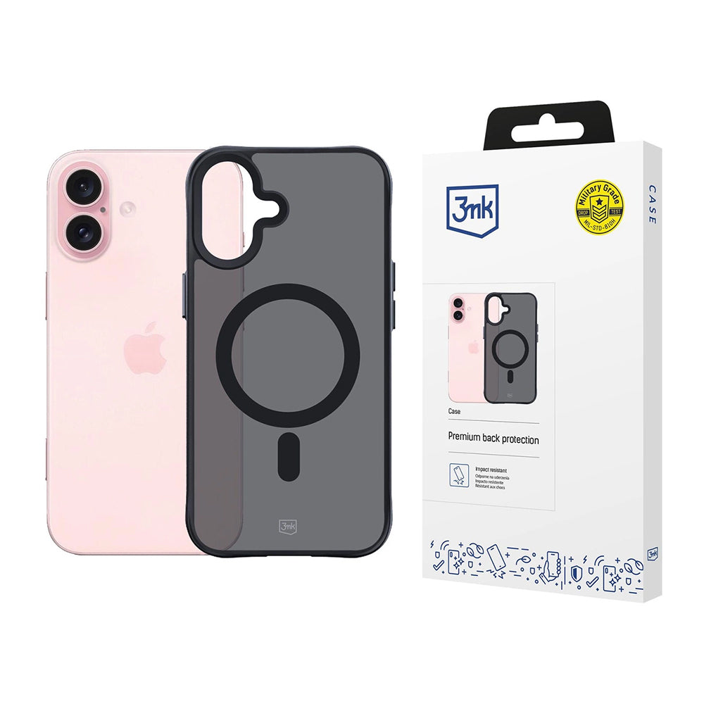 MagSafe-hoesje voor Apple iPhone 16, 3MK, Smoke MagCase, Zwart