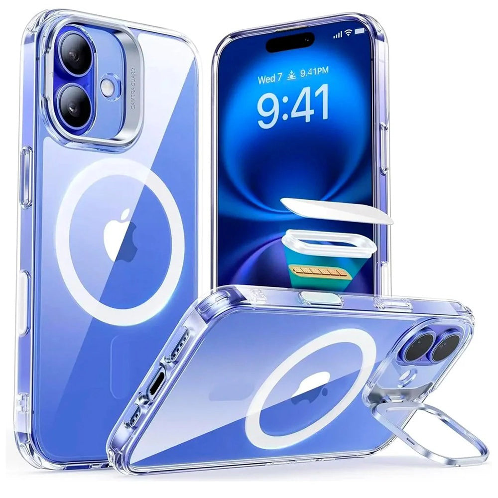 MagSafe hoes voor Apple iPhone 16, ESR, Classic Hybrid Kickstand Slide, Transparant