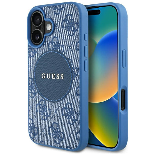 MagSafe hoesje voor Apple iPhone 16, Guess, 4G Circle Classic Logo, Blauw