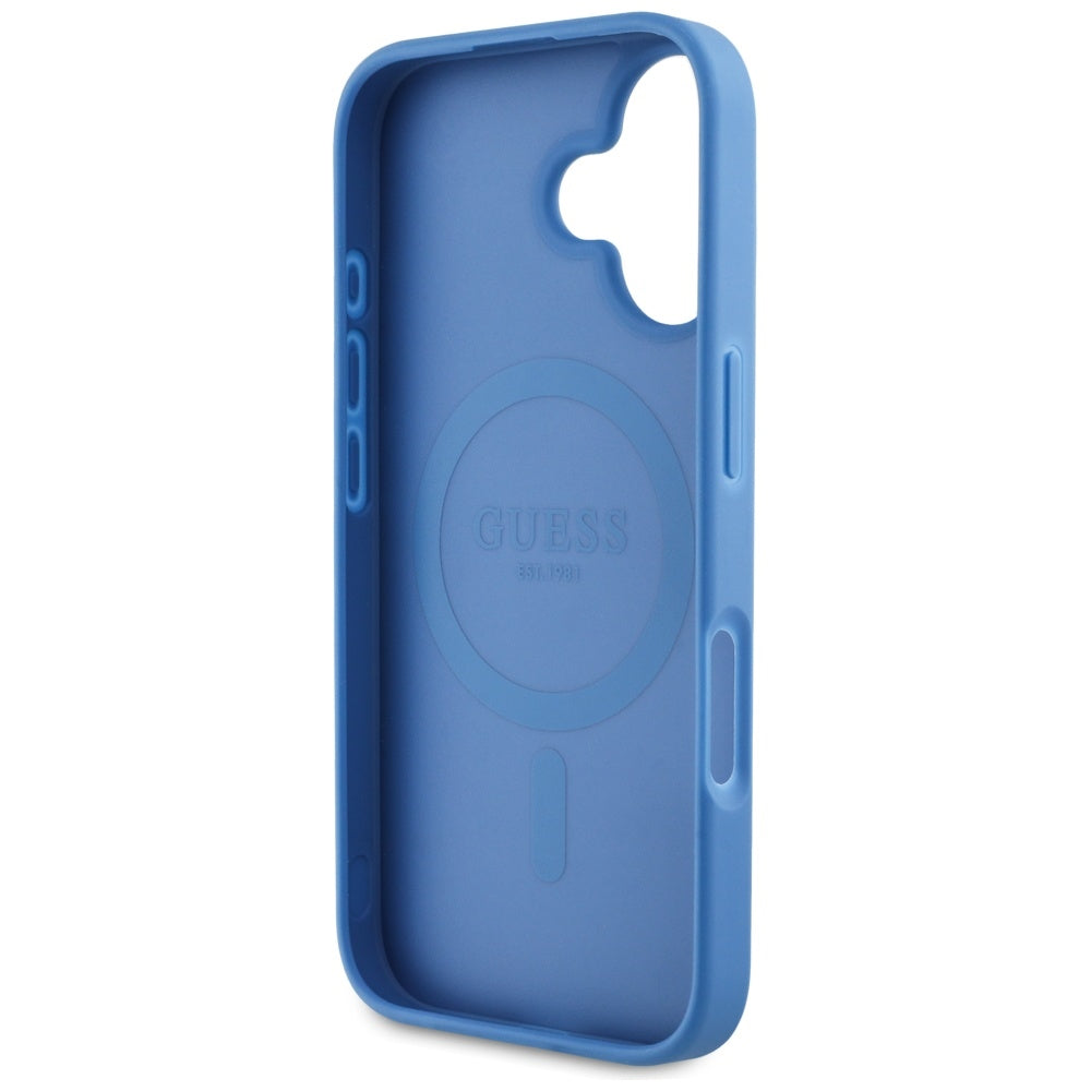 MagSafe Case for Apple iPhone 16, Guess, 4G Circle Classic Logo, Blue