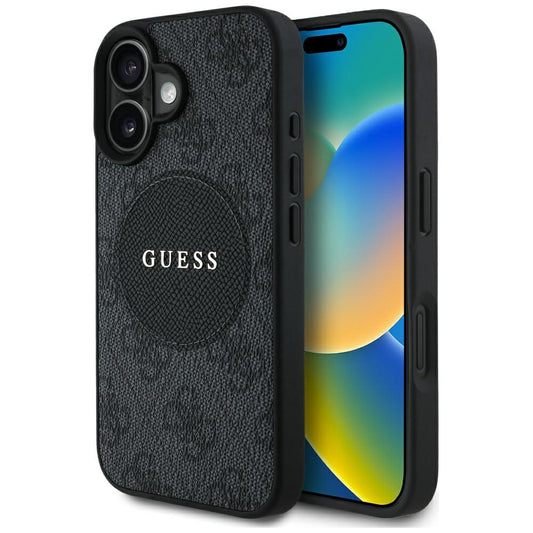 MagSafe hoesje voor Apple iPhone 16, Guess, 4G Circle Classic Logo, Zwart