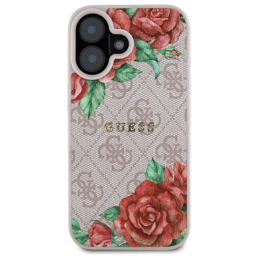 MagSafe hoesje voor Apple iPhone 16, Guess, 4G Flowers Print, Roze
