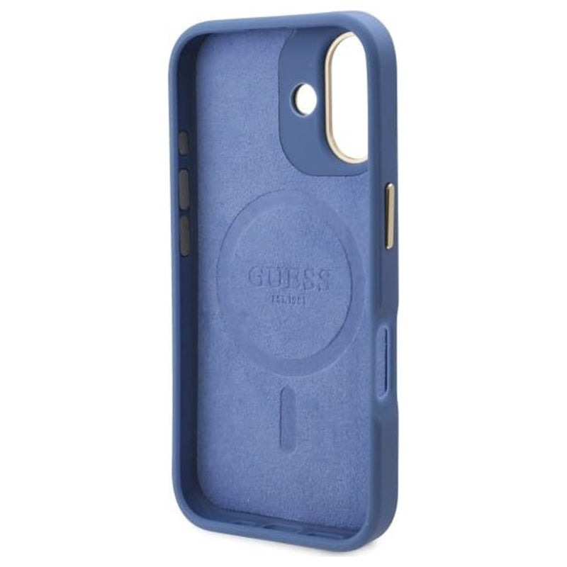 MagSafe hoesje voor Apple iPhone 16, Guess, 4G Logo Plate, Blauw