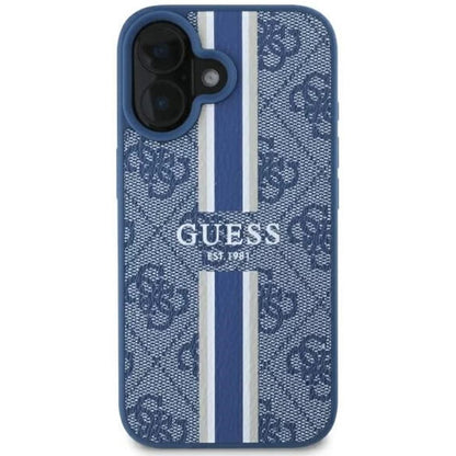 MagSafe hoesje voor Apple iPhone 16, Guess, 4G Printed Stripes, Blauw