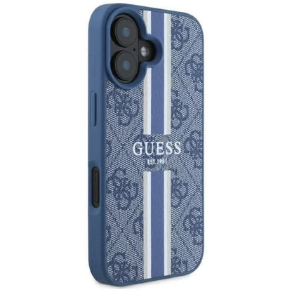 MagSafe hoesje voor Apple iPhone 16, Guess, 4G Printed Stripes, Blauw