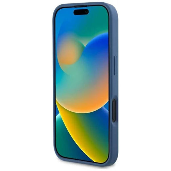 MagSafe hoesje voor Apple iPhone 16, Guess, 4G Printed Stripes, Blauw