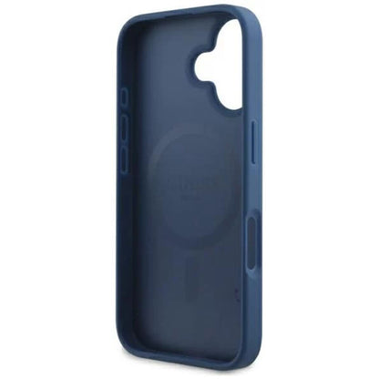 MagSafe hoesje voor Apple iPhone 16, Guess, 4G Printed Stripes, Blauw