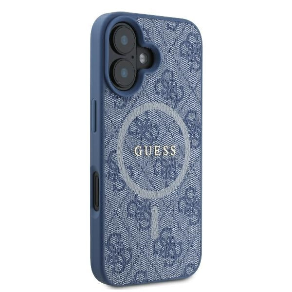 MagSafe hoesje voor Apple iPhone 16, Guess, 4G Ring Classic Logo, Blauw