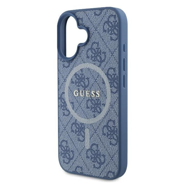 MagSafe hoesje voor Apple iPhone 16, Guess, 4G Ring Classic Logo, Blauw