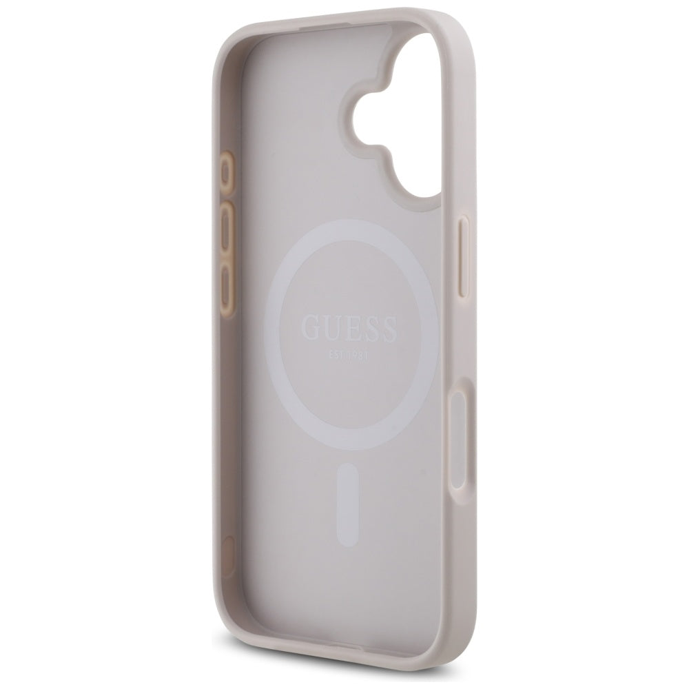 MagSafe hoesje voor Apple iPhone 16, Guess, 4G Small en Classic Logo, Roze