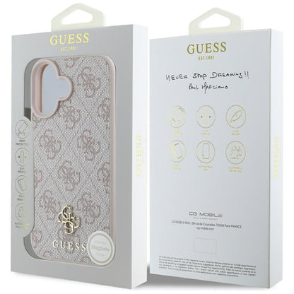 MagSafe hoesje voor Apple iPhone 16, Guess, 4G Small en Classic Logo, Roze