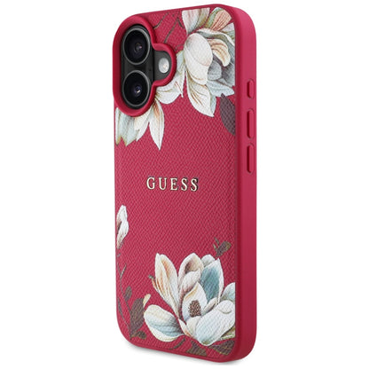 MagSafe hoes voor Apple iPhone 16, Guess, Grained Flowers, Fuchsia