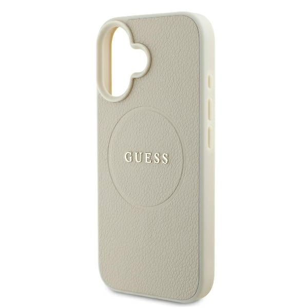 MagSafe hoes voor Apple iPhone 16, Guess, Grained Gold Ring, Beige