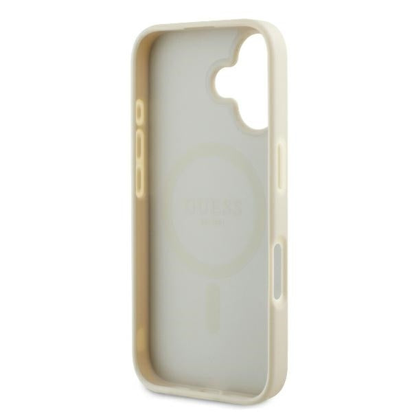 MagSafe hoes voor Apple iPhone 16, Guess, Grained Gold Ring, Beige