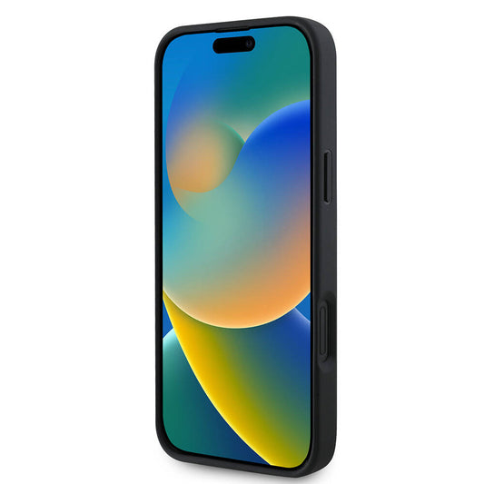 MagSafe hoes voor Apple iPhone 16, Guess, Grained Gold Ring, Zwart