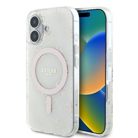 MagSafe hoesje voor Apple iPhone 16, Guess, IML 4G Achtergrond, Wit