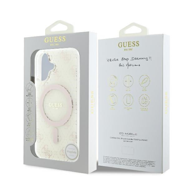 MagSafe hoesje voor Apple iPhone 16, Guess, IML 4G Achtergrond, Wit