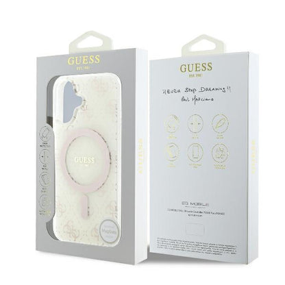 MagSafe hoesje voor Apple iPhone 16, Guess, IML 4G Achtergrond, Wit