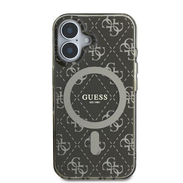 MagSafe hoesje voor Apple iPhone 16, Guess, IML 4G Achtergrond, Bruin