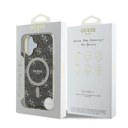 MagSafe hoesje voor Apple iPhone 16, Guess, IML 4G Achtergrond, Bruin