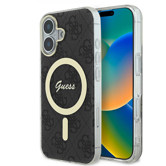 MagSafe hoesje voor Apple iPhone 16, Guess, IML 4G, Zwart