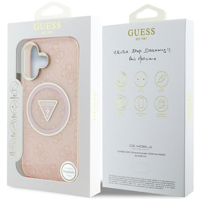 MagSafe hoesje voor Apple iPhone 16, Guess, IML Glitter 4G Circle Triangle, Roze
