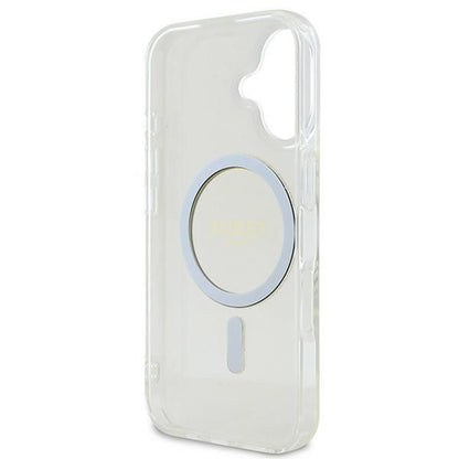 MagSafe hoesje voor Apple iPhone 16, Guess, IML Glitter Circle, Transparant